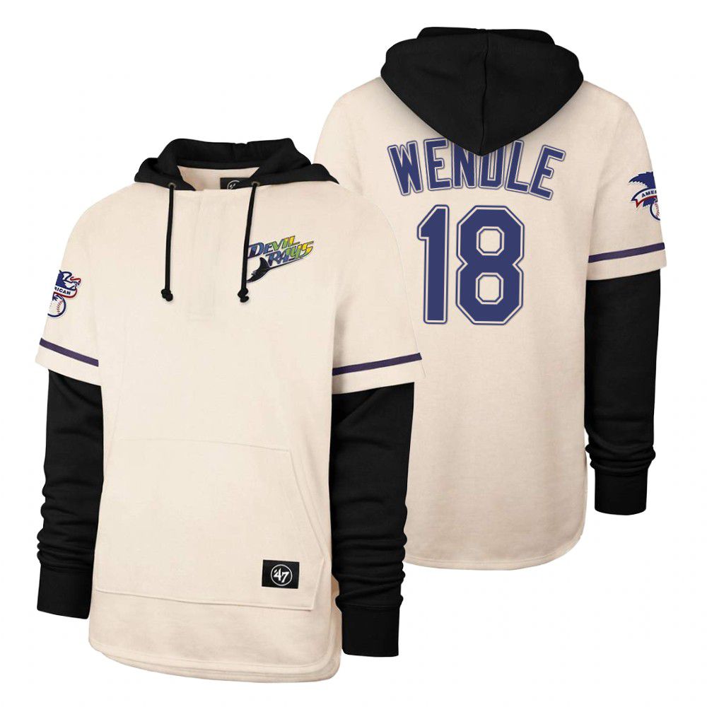 Men Tampa Bay Rays #18 Wendle Cream 2021 Pullover Hoodie MLB Jersey